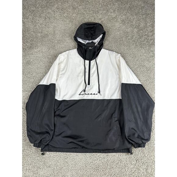 Hypland Burassi Jacket Mens XL Black White Hooded Half Zip Pullover Windbreaker - Picture 1 of 13